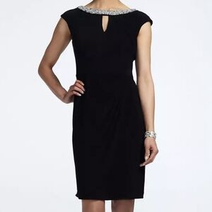 Alex Evenings Beaded Neckline Scooped Back Cocktail Dress - Size 12